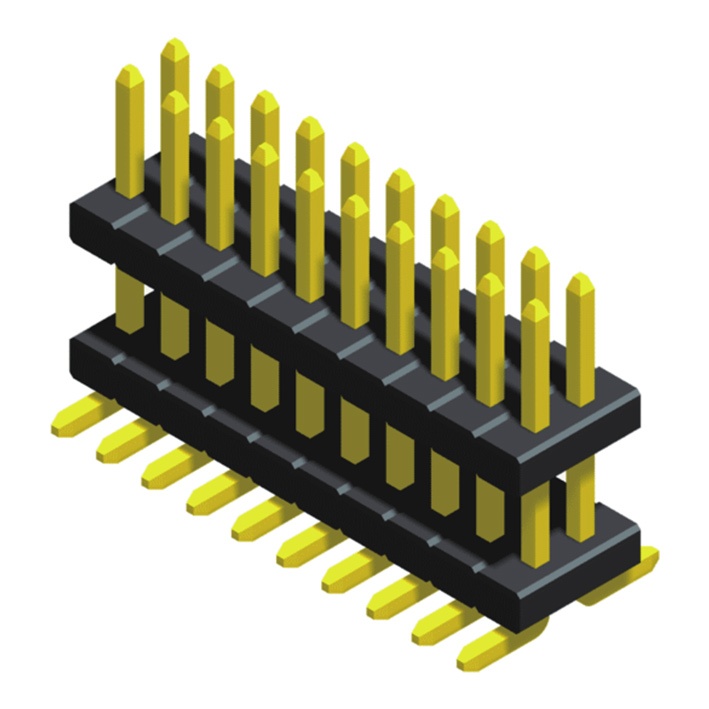 Pin Header 1.27mm SQ Pin=0.4mm 2 Row Stack SMT Type