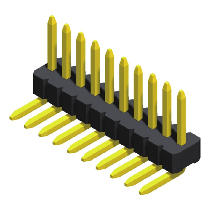 Pin Header 1.27mm SQ Pin=0.4mm 1 Row Right Angle Type