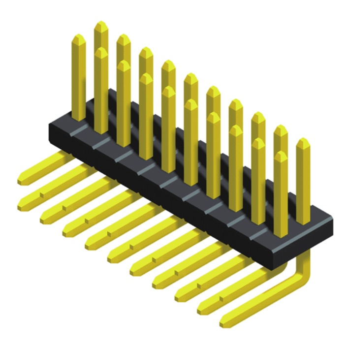 Pin Header 1.27mm SQ Pin=0.4mm 2 Row Right Angle Type