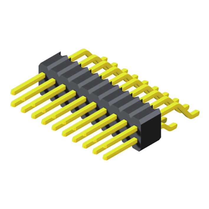 Pin Header 1.27mm SQ Pin=0.4mm 2 Row H=2.5mm SMT R/A Type