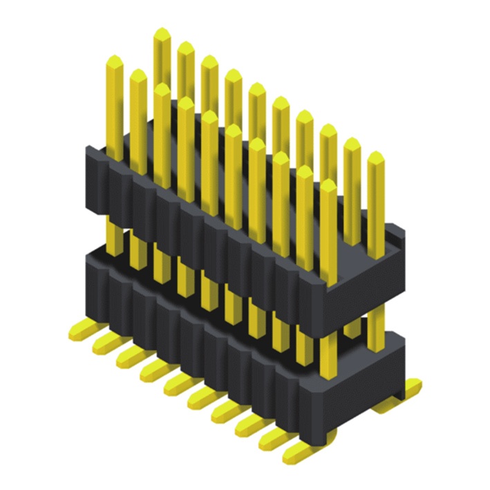 Pin Header 1.27mm SQ Pin=0.46mm 2 Row H=2.5mm Stack SMT Type