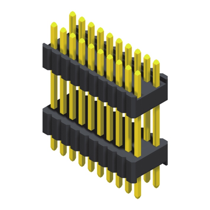 Pin Header 1.27mm SQ Pin=0.46mm 2 Row Stack Straight Type