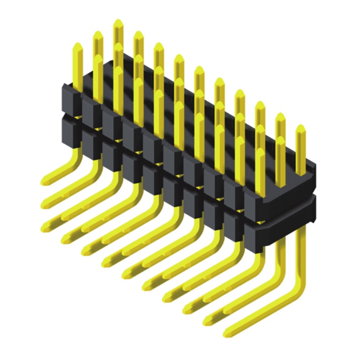 Pin Header 2.0mm 3 Row Stack Right Angle Type