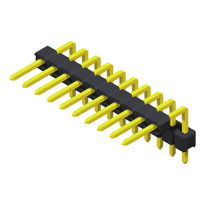 Pin Header 2.54mm 1 Row H=2.5mm Stack Right Angle U Type