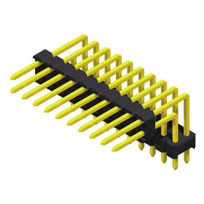 Pin Header 2.54mm 2 Row H=2.5mm Stack Right Angle U Type