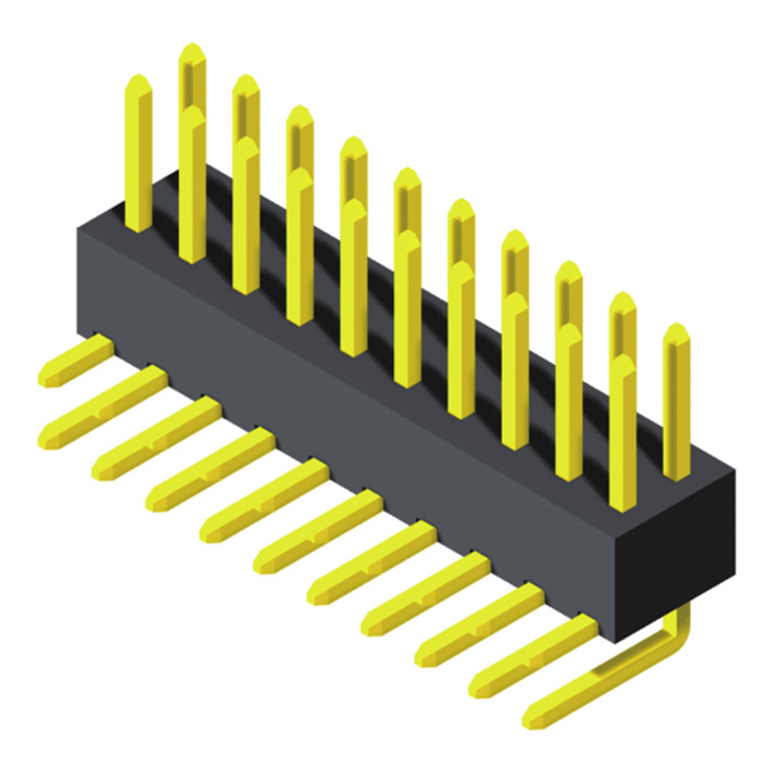 Pin Header 2.54mm 2 Row H=4.3mm Right Angle Type