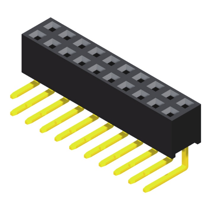 Female Header 2.54mm 2 Row H=5.7mm Right Angle Type