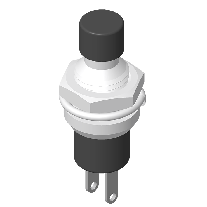 Push Button Switch 2P Panel Mount H=20.6mm Black