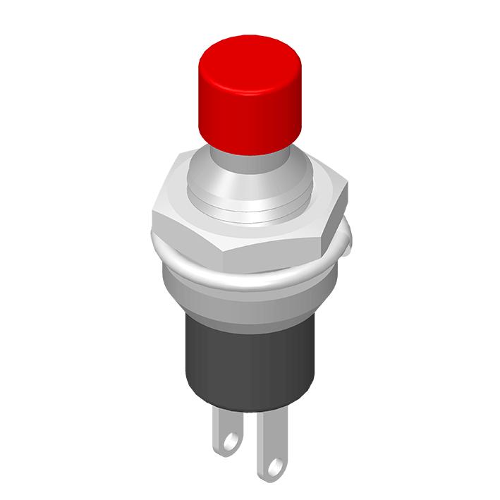 Push Button Switch 2P Panel Mount H=20.6mm Red